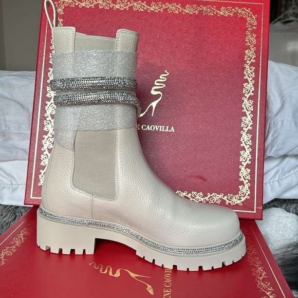 RENE CAOVILLA BOOTS WHITE IVORY WOMENS SIZE 35 5 - Picture 6 of 17